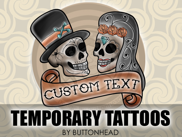 Sugar Skull Wedding Temporary Tattoos by Buttonhead / Day of the Dead Wedding Favors Skull Design